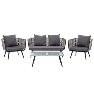 Lounge Set mit Tisch 4-Sitzer RAGUSA Grau Polyrattan
