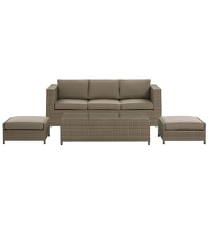 Lounge Set mit Tisch 5-Sitzer BELLUNO Braun Polyrattan