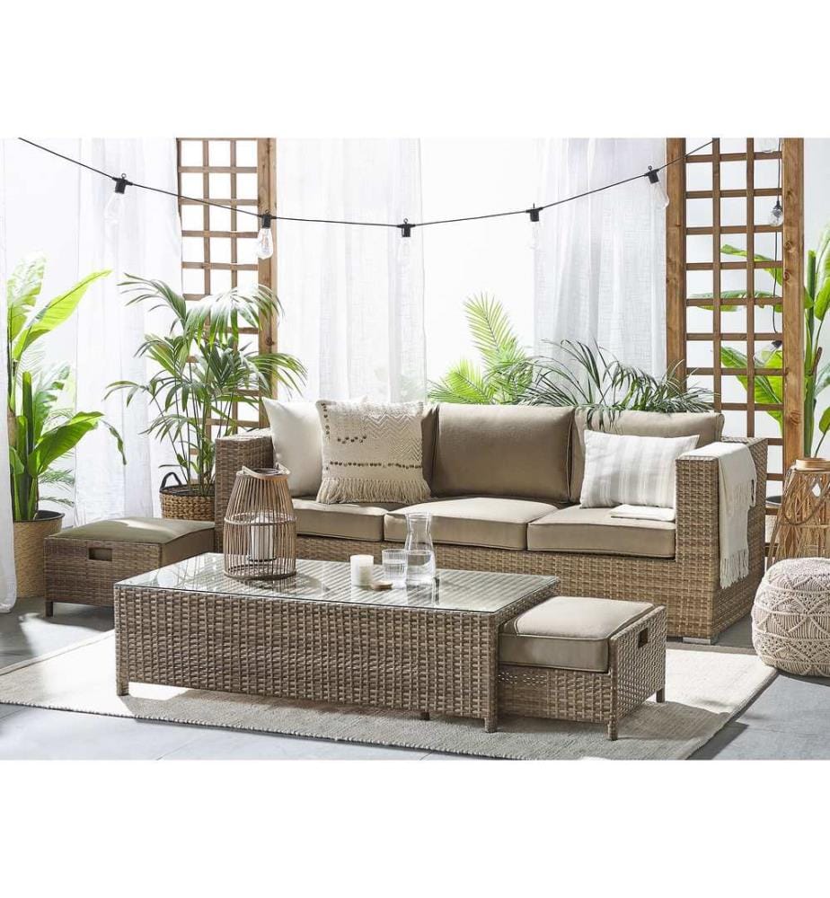 Lounge Set mit Tisch 5-Sitzer BELLUNO Braun Polyrattan