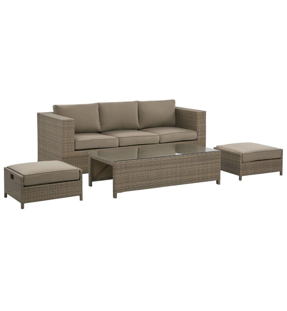 Lounge Set mit Tisch 5-Sitzer BELLUNO Braun Polyrattan