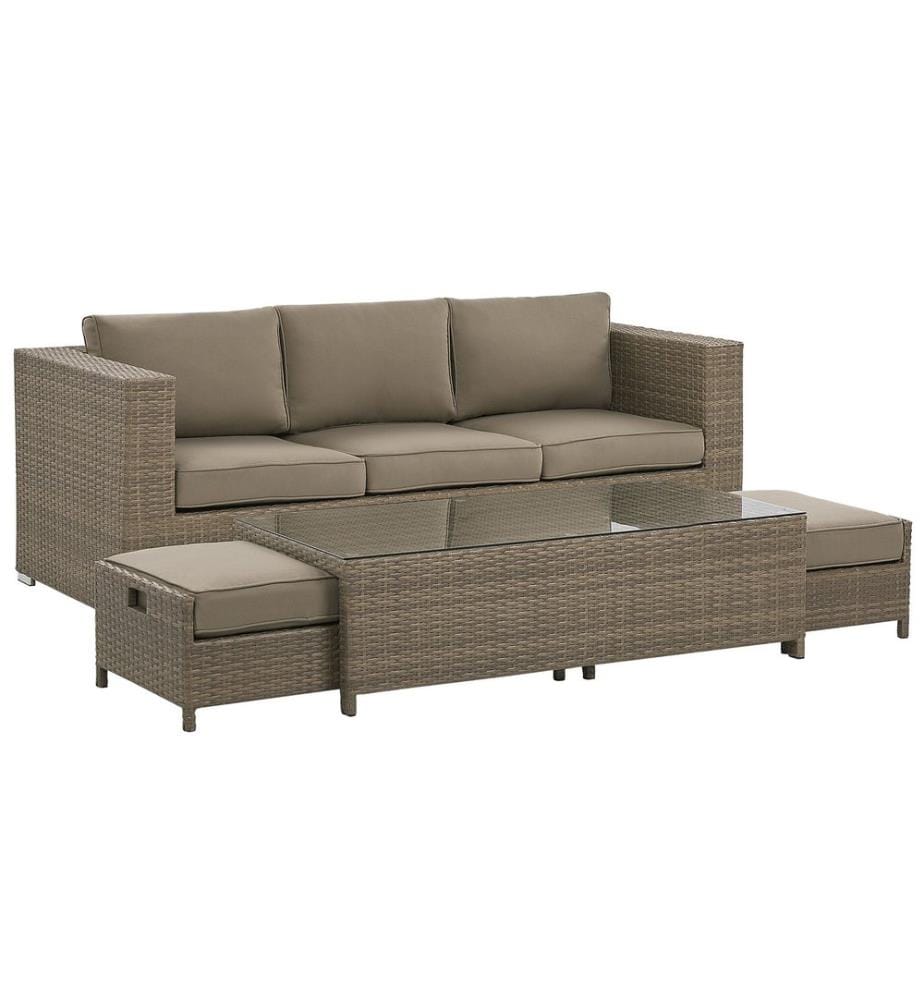 Lounge Set mit Tisch 5-Sitzer BELLUNO Braun Polyrattan