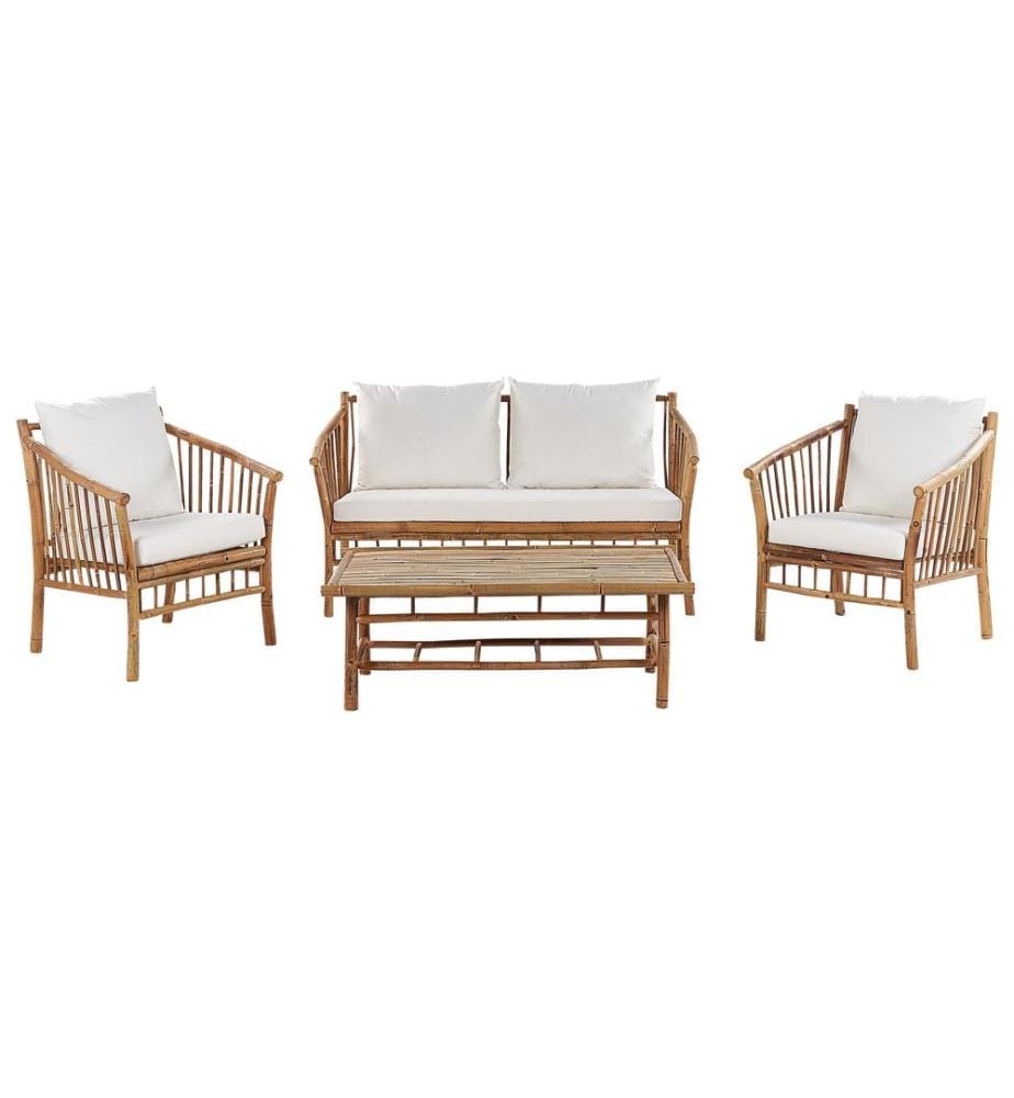 Ensemble de salon de jardin avec table 4 places MAGGIORE Marron clair Bambou