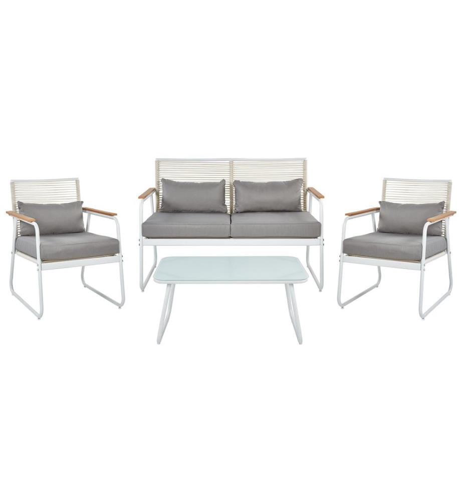 Lounge Set mit Tisch 4-Sitzer POMONTE Weiss Metall