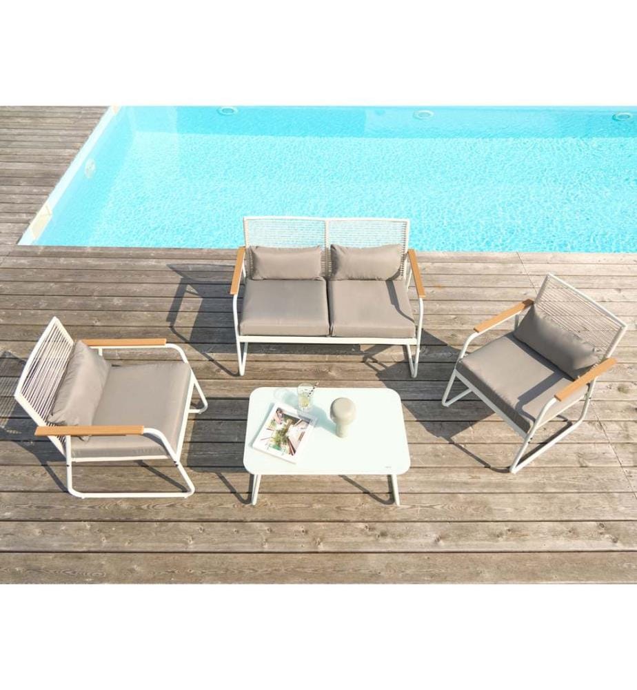 Lounge Set mit Tisch 4-Sitzer POMONTE Weiss Metall