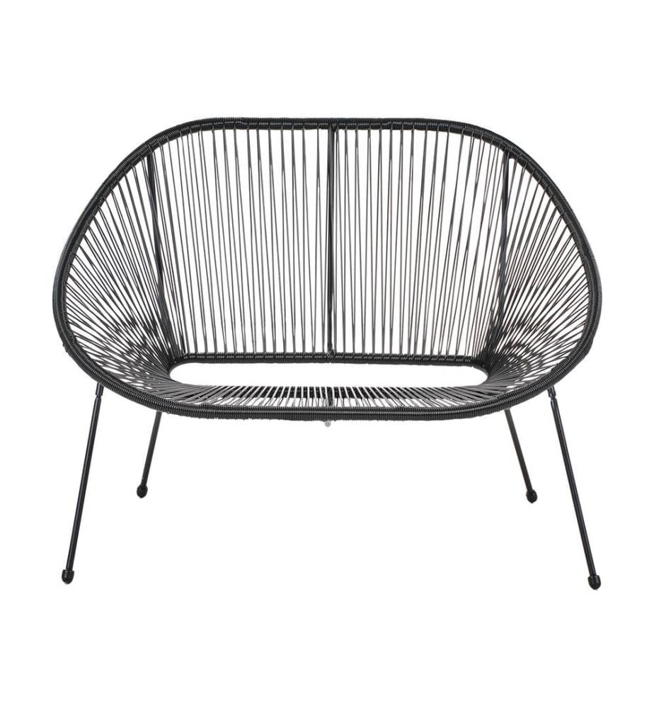 Gartenbank ACAPULCO II 113 cm Polyrattan Schwarz
