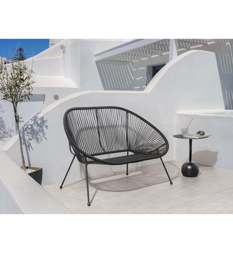 Gartenbank ACAPULCO II 113 cm Polyrattan Schwarz