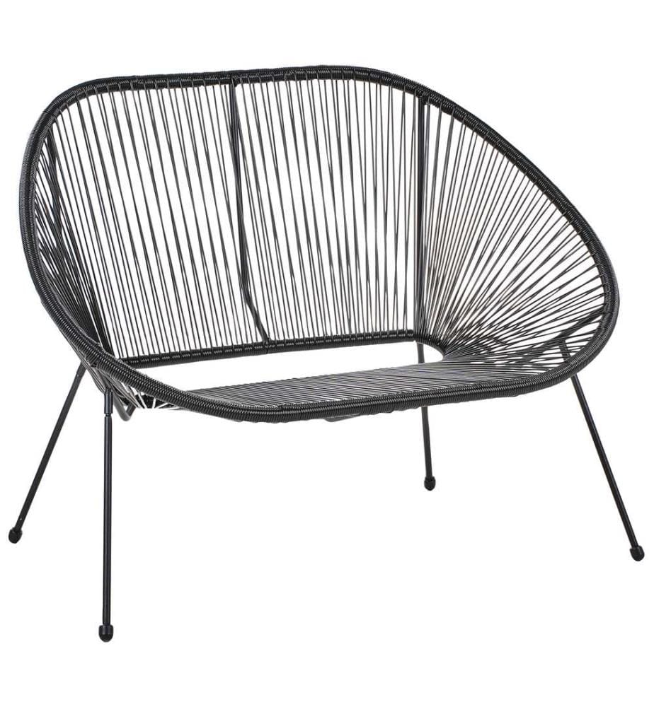 Gartenbank ACAPULCO II 113 cm Polyrattan Schwarz