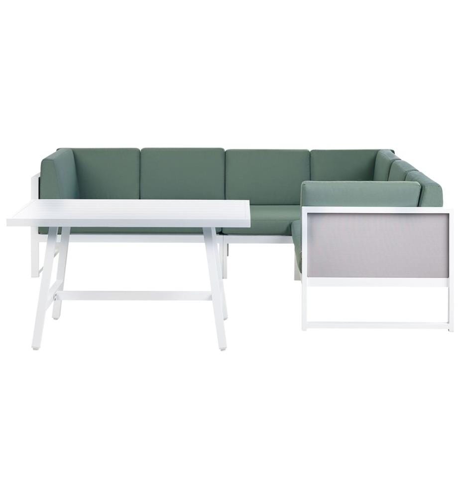 Garten Ecksofa mit Tisch 6-Sitzer CASTELLA/FRATTE linksseitig Grün Metall