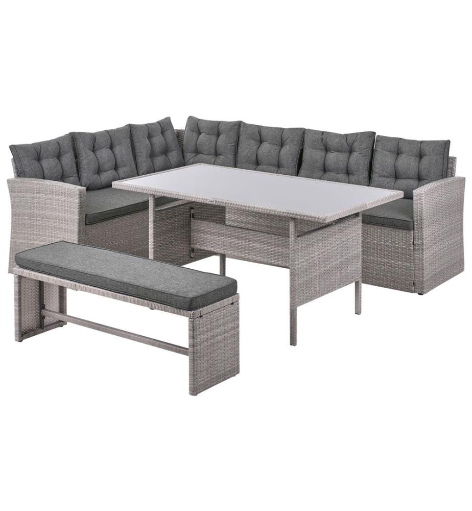 Garden Lounge Set with Table 8 Seater VITERBO Grey PE Rattan with Cushions