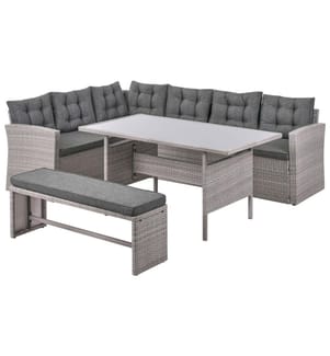 Lounge Set mit Tisch 8-Sitzer VITERBO Grau Polyrattan inkl. Kissen