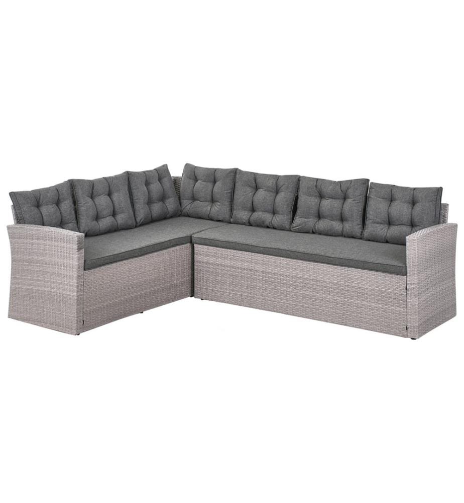 Garden Lounge Set with Table 8 Seater VITERBO Grey PE Rattan with Cushions