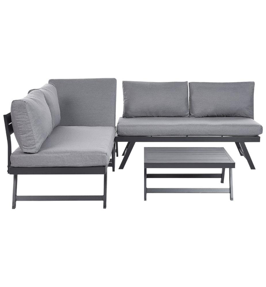 Garten Ecksofa mit Tisch 5-Sitzer COCCORINO Grau Metall
