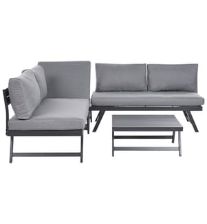 Garten Ecksofa mit Tisch 5-Sitzer COCCORINO Grau Metall