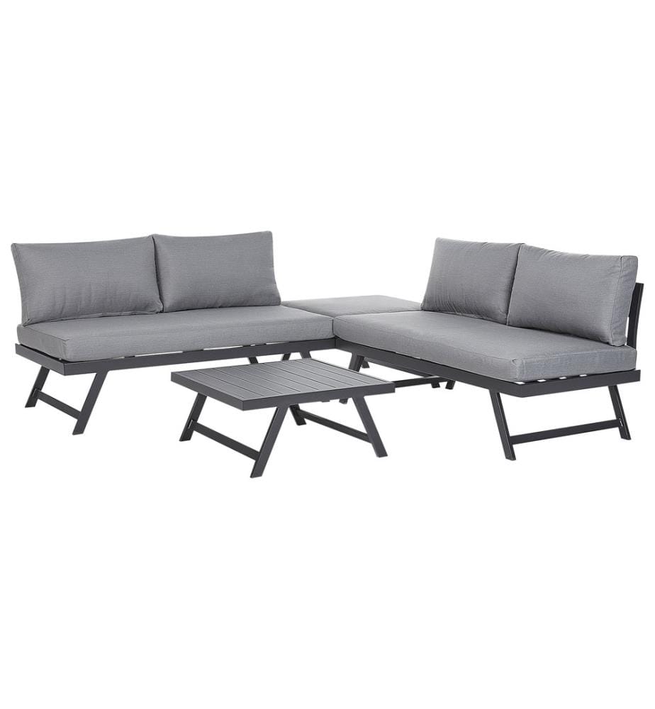 Garten Ecksofa mit Tisch 5-Sitzer COCCORINO Grau Metall