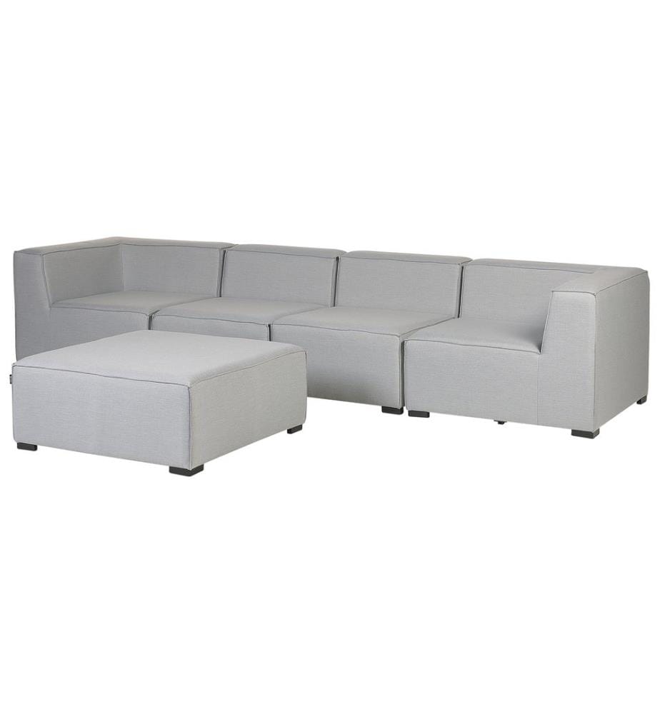 Gartensofa mit Ottomane 4-Sitzer AREZZO Hellgrau modular
