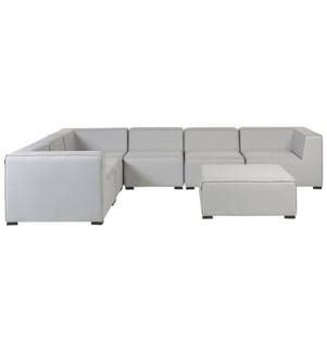 Garten Ecksofa mit Ottomane 7-Sitzer AREZZO rechtsseitig Hellgrau modular