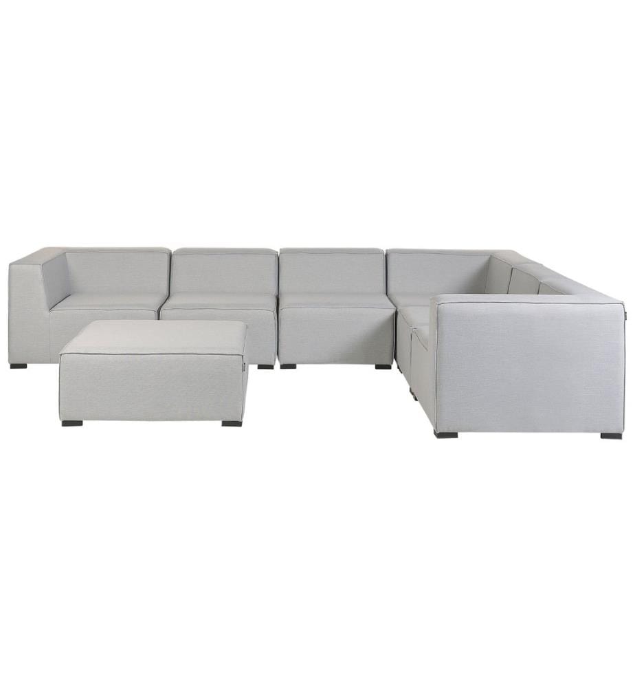 Garten Ecksofa mit Ottomane 7-Sitzer AREZZO linksseitig Hellgrau modular
