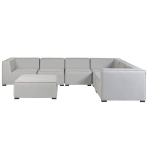 Garten Ecksofa mit Ottomane 7-Sitzer AREZZO linksseitig Hellgrau modular