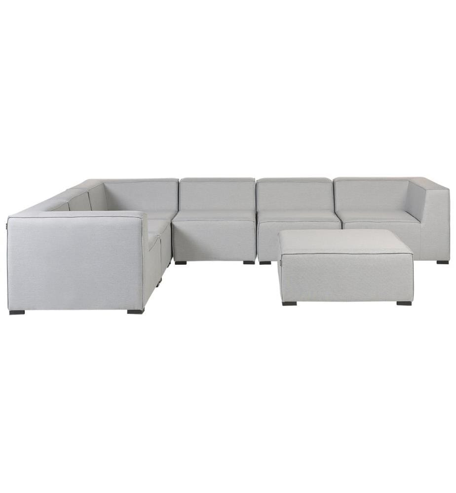 Garten Ecksofa mit Ottomane 7-Sitzer AREZZO linksseitig Hellgrau modular