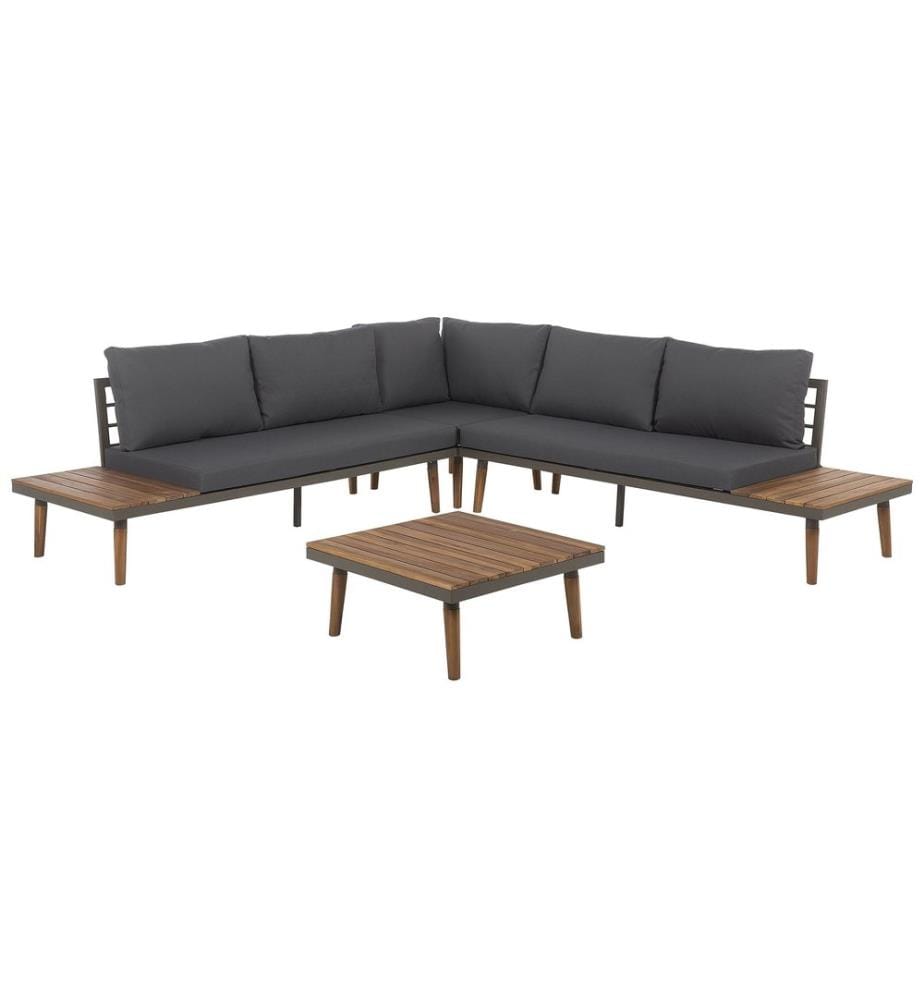 Garten Ecksofa mit Tisch 5-Sitzer CORATO Grau Akazienholz