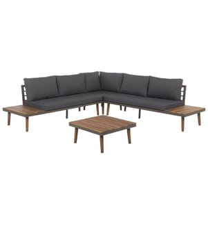 Garten Ecksofa mit Tisch 5-Sitzer CORATO Grau Akazienholz
