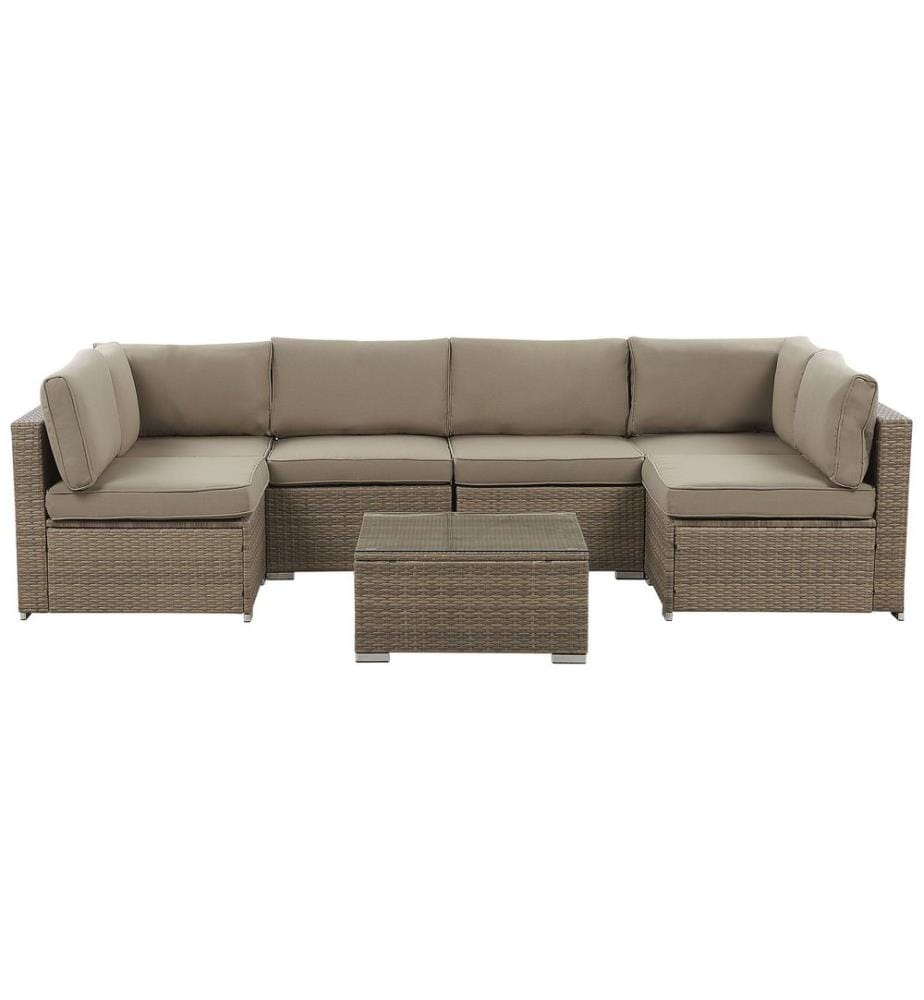 Garten Ecksofa mit Tisch 6-Sitzer BELVEDERE Braun Polyrattan
