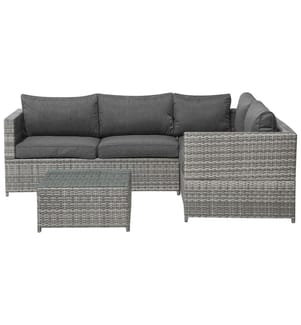 Garten Ecksofa mit Tisch 4-Sitzer AVOLA linksseitig Grau Polyrattan