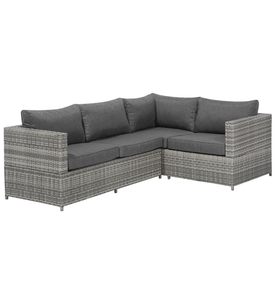 Garten Ecksofa mit Tisch 4-Sitzer AVOLA linksseitig Grau Polyrattan