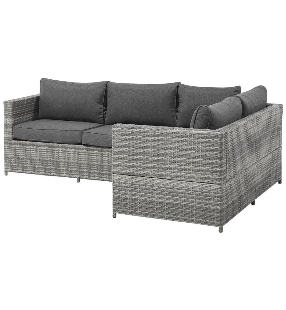 Garten Ecksofa mit Tisch 4-Sitzer AVOLA linksseitig Grau Polyrattan