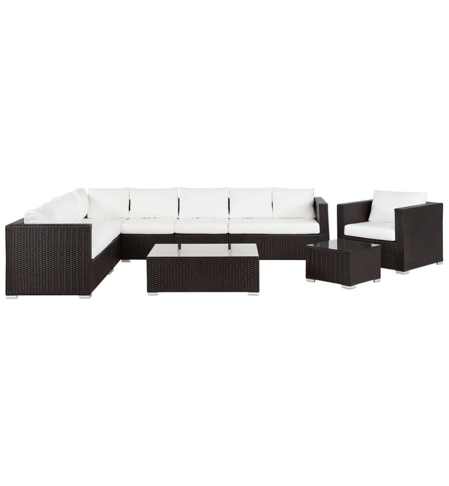 Lounge Set mit Tisch 8-Sitzer XXL rechtsseitig Dunkelbraun Polyrattan modular