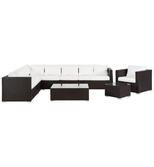 Lounge Set mit Tisch 8-Sitzer XXL rechtsseitig Dunkelbraun Polyrattan modular