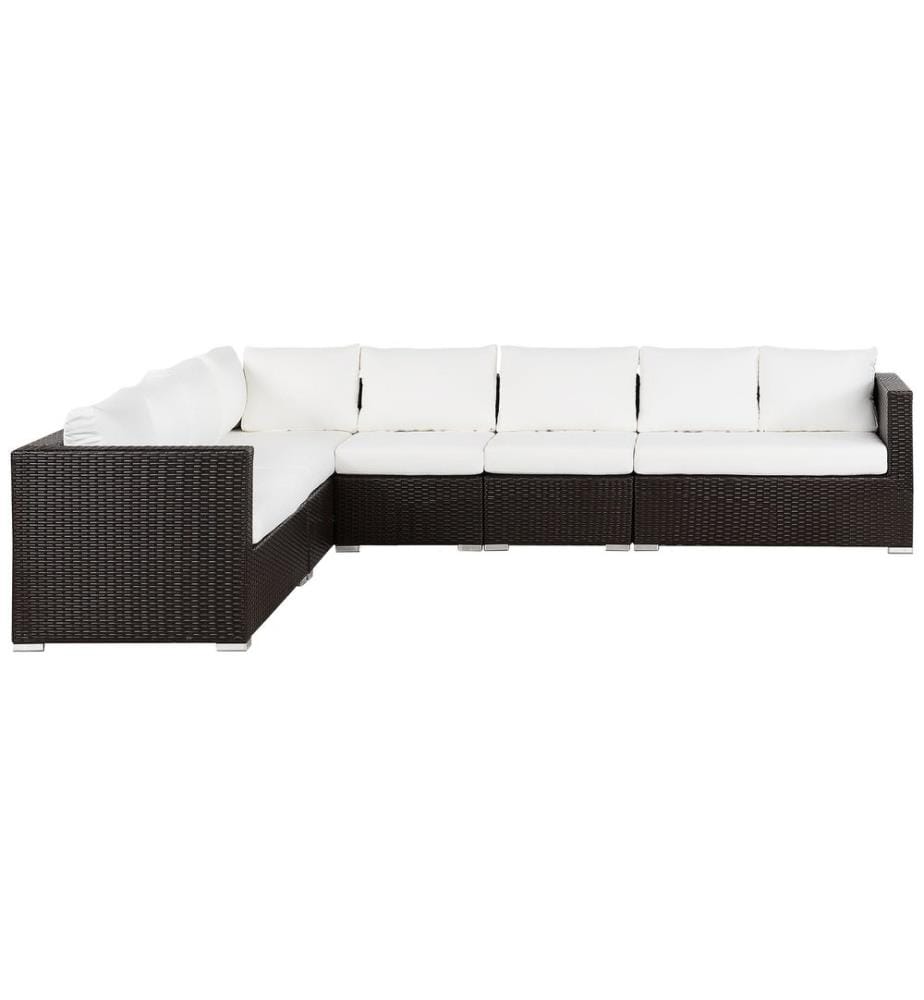 Lounge Set mit Tisch 8-Sitzer XXL rechtsseitig Dunkelbraun Polyrattan modular