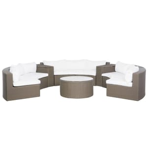 Lounge Set mit Tisch 9-Sitzer SEVERO Braun Polyrattan