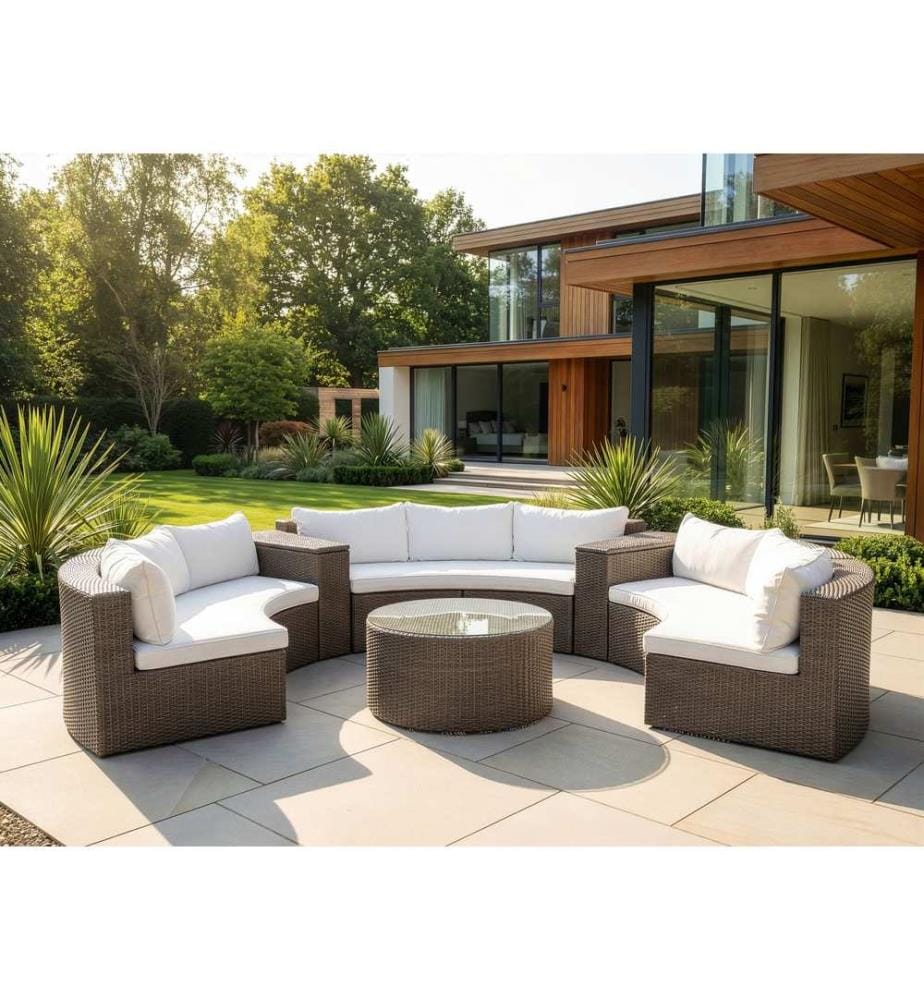 Lounge Set mit Tisch 9-Sitzer SEVERO Braun Polyrattan