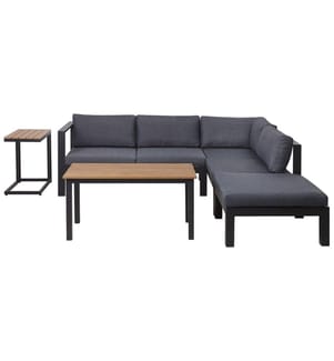 Garten Ecksofa mit Tisch 5-Sitzer MESSINA linksseitig Schwarz Metall
