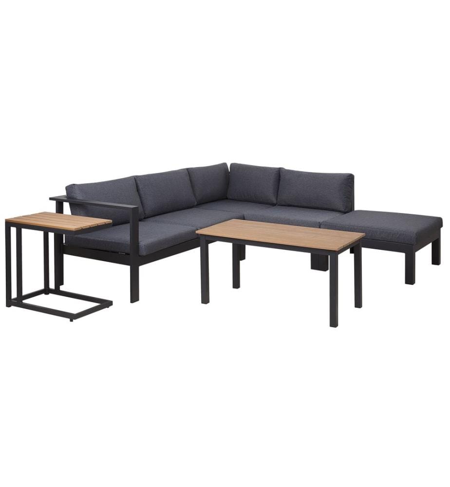 Garten Ecksofa mit Tisch 5-Sitzer MESSINA linksseitig Schwarz Metall