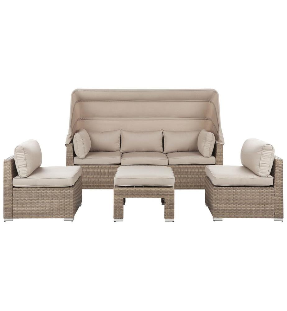 Lounge Set mit Tisch 5-Sitzer COCCOLIA Beige Polyrattan modular
