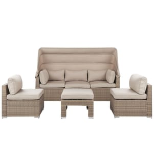 Lounge Set mit Tisch 5-Sitzer COCCOLIA Beige Polyrattan modular