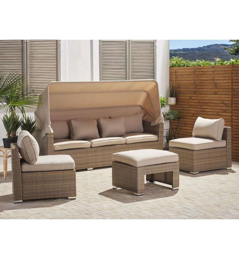 Lounge Set mit Tisch 5-Sitzer COCCOLIA Beige Polyrattan modular