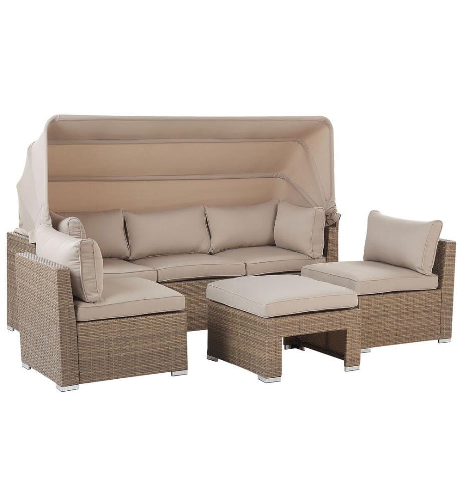 Lounge Set mit Tisch 5-Sitzer COCCOLIA Beige Polyrattan modular