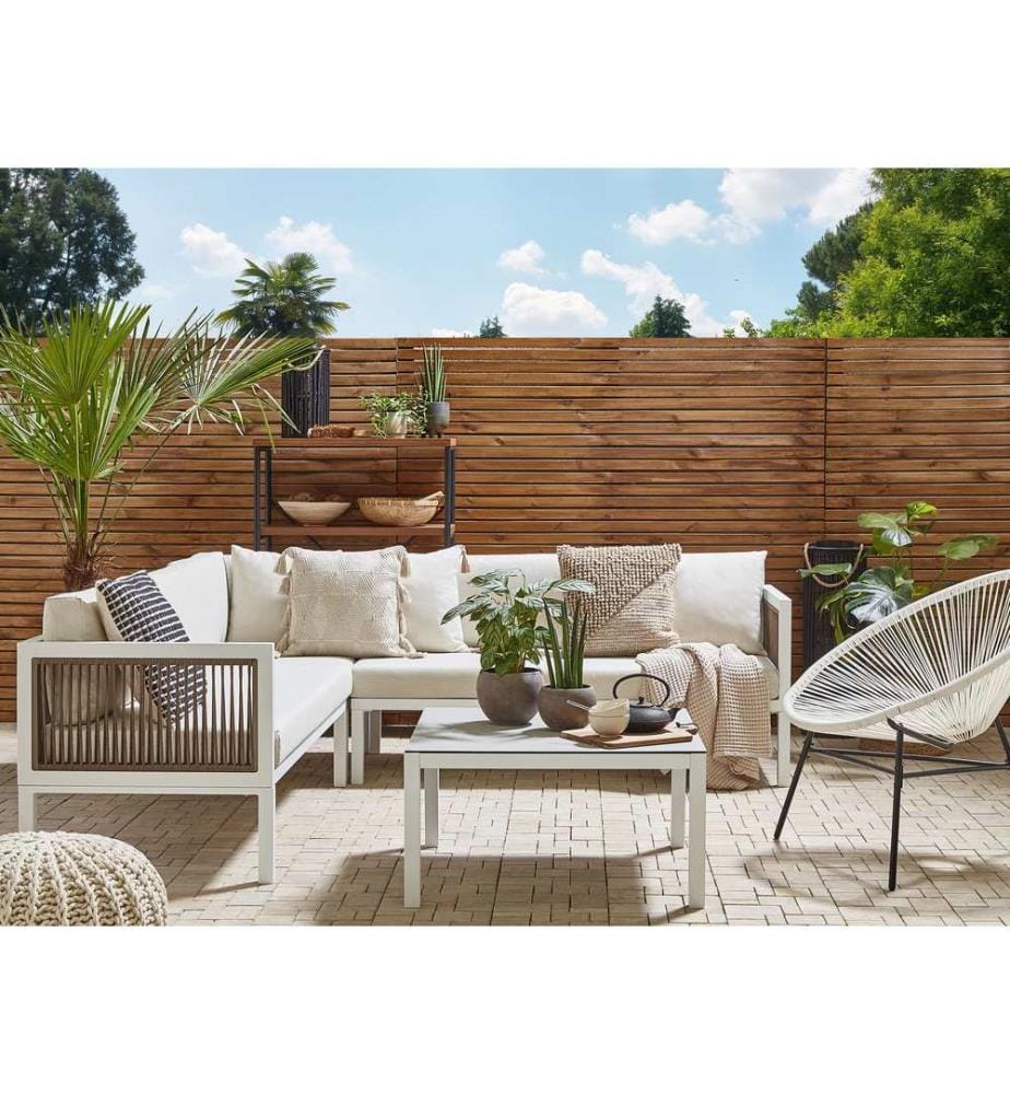 Ensemble de canapés d'angle de jardin 4 places BORELLO Côté gauche Beige Métal