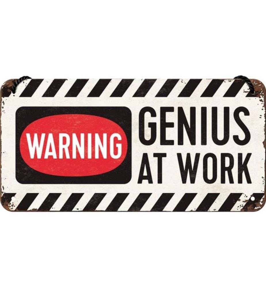 NOSTALGIC ART - Schild Genius at Work 20 x 10 cm, Metall