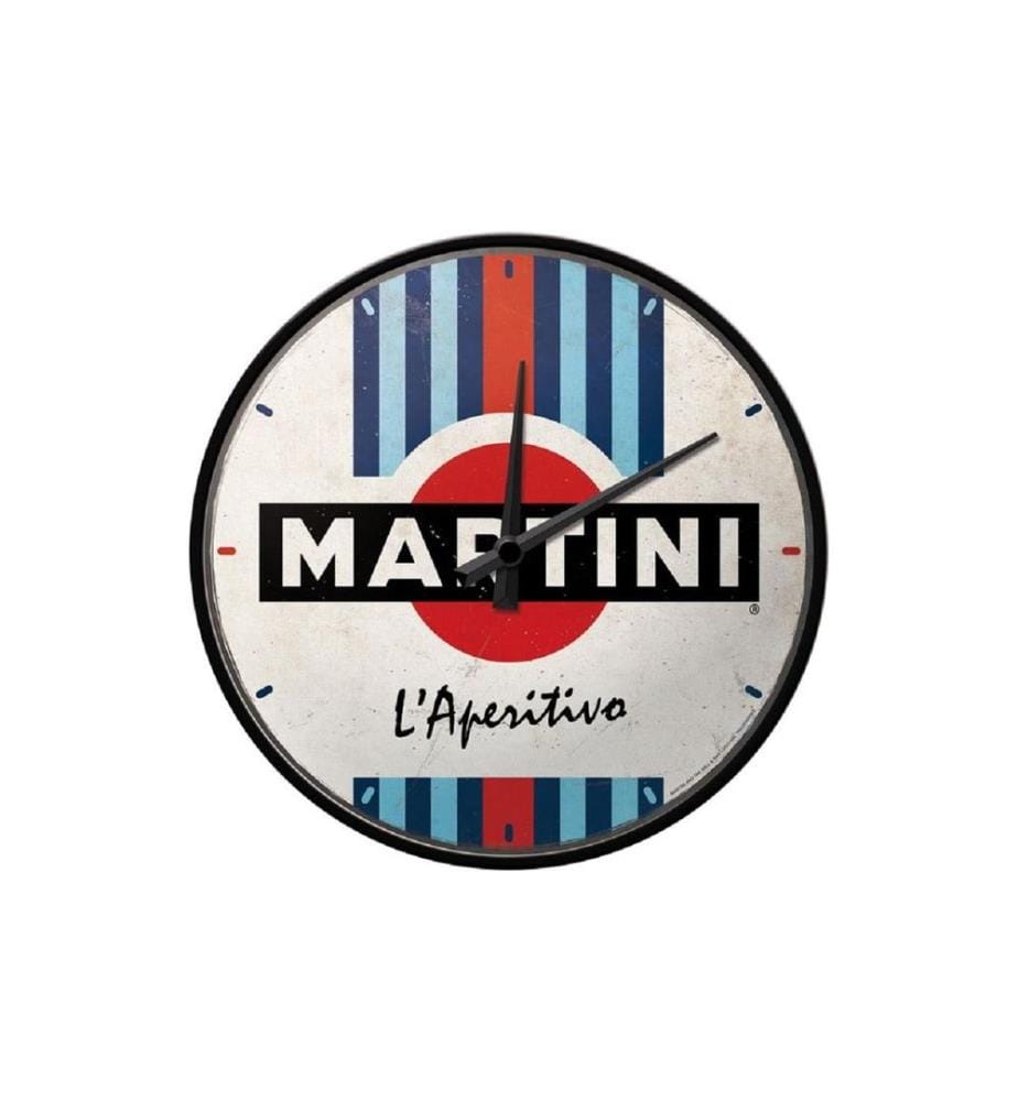NOSTALGIC ART - Wanduhr Martini Ø 31 cm, Blau/Rot/Weiss