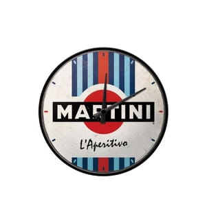 NOSTALGIC ART - Wanduhr Martini Ø 31 cm, Blau/Rot/Weiss