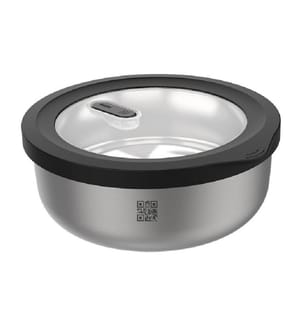 GEFU - Boîte à provisions Provido Rond, 0.5 l, Noir/Argent mat