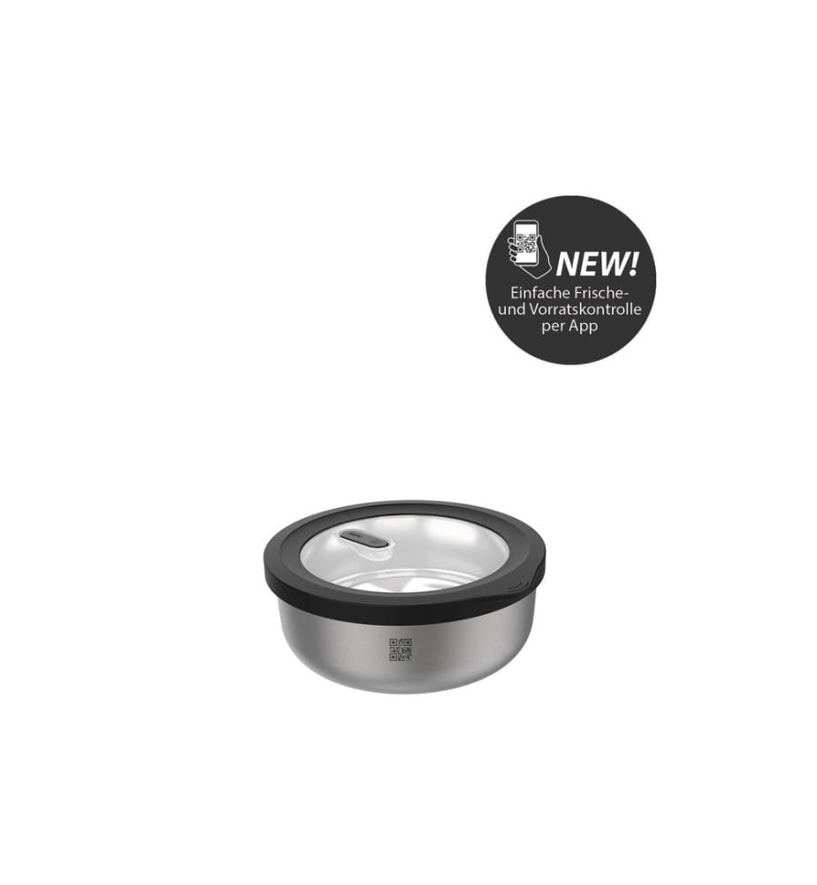 GEFU - Vorratsdose Provido Rund, 0.5 l, Schwarz/Silber matt