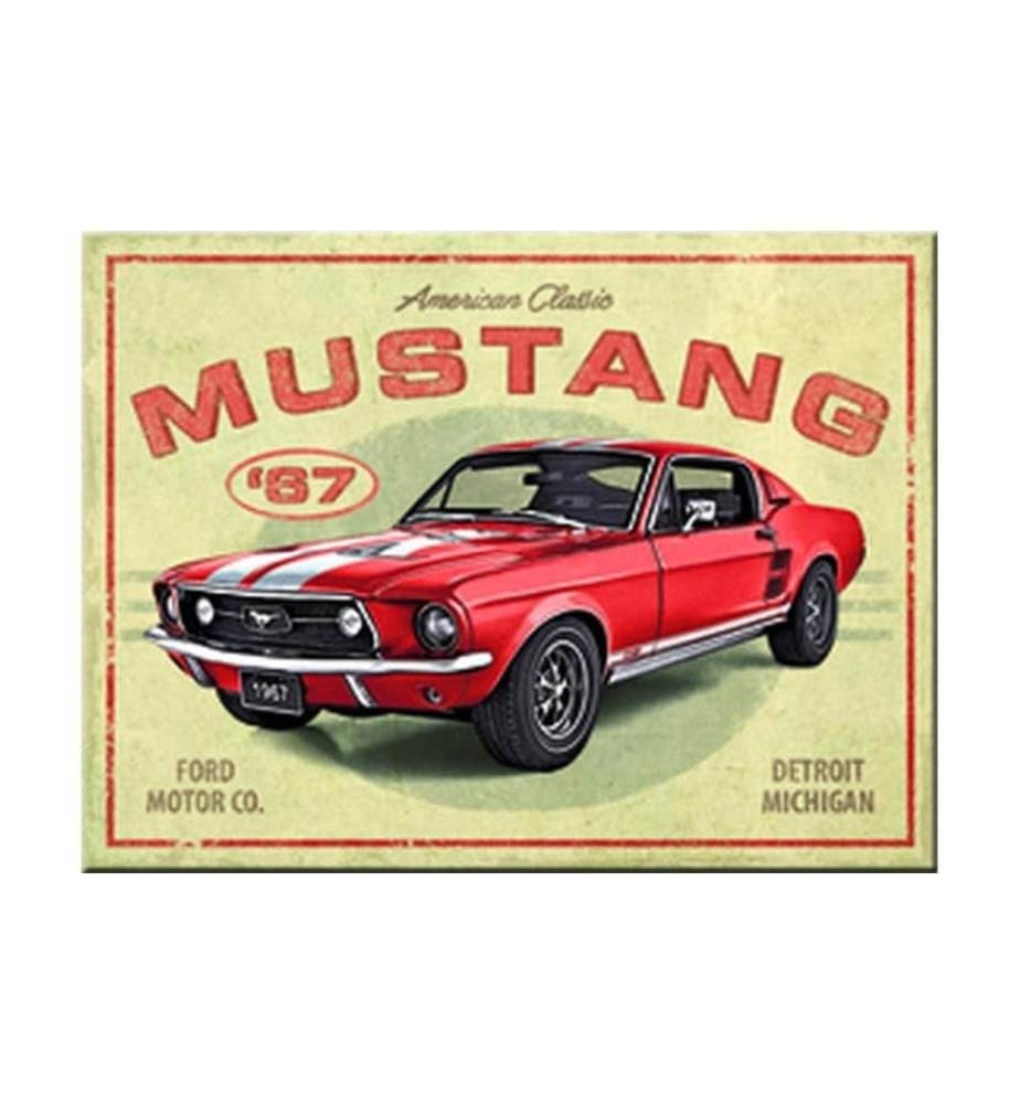 NOSTALGIC ART - Aimant Ford Mustang 1 Pièce/s, Jaune/Rouge