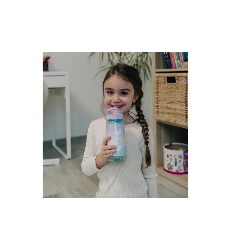 SCOOLI - Gourde Papillon 500 ml, Violet/Turquoise