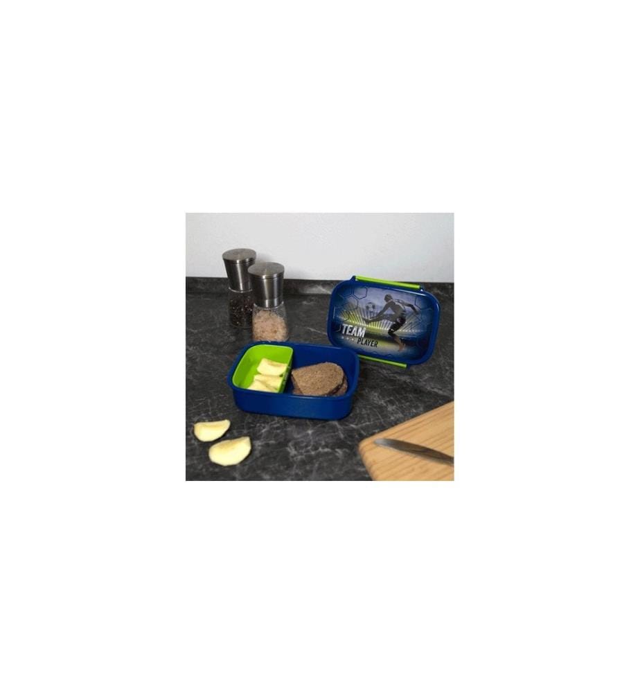 SCOOLI - Lunchbox Fussball Dunkelblau/Grün