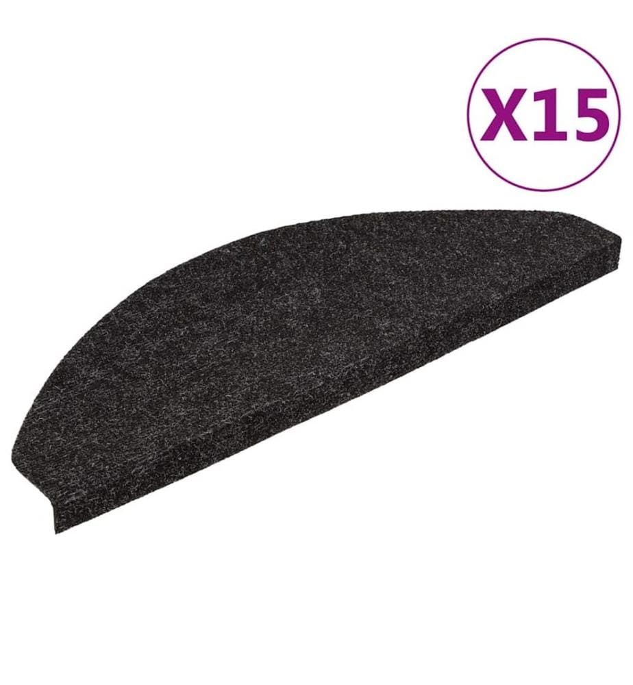 Tapis d'escalier autocollants 15 pcs 65x22,5x3,5 cm Anthracite